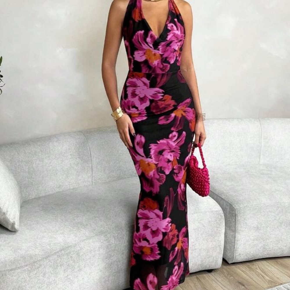 NWOT Floral Halter Maxi Dress
